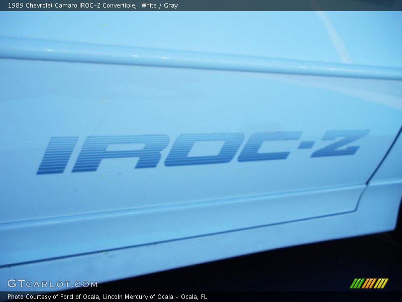 White / Gray 1989 Chevrolet Camaro IROC-Z Convertible