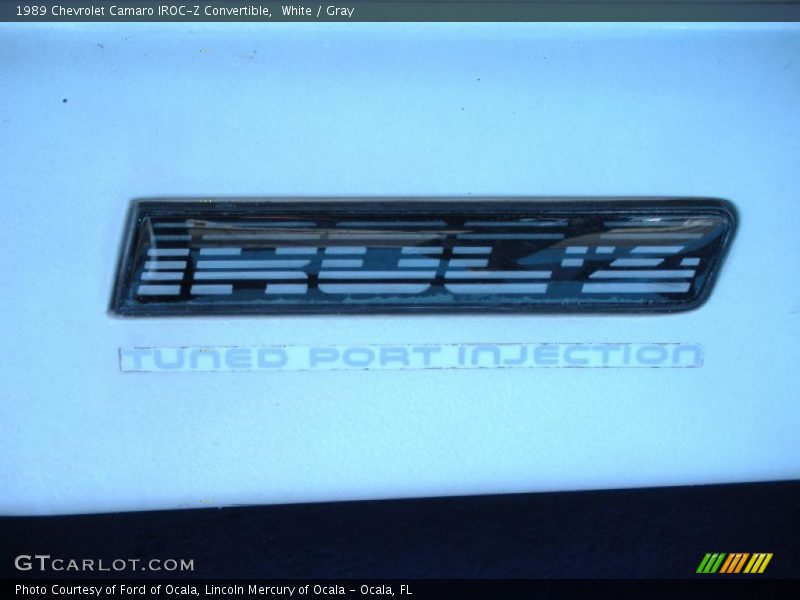 White / Gray 1989 Chevrolet Camaro IROC-Z Convertible