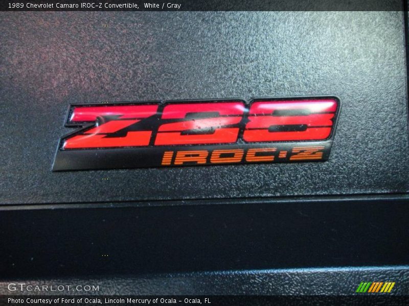 White / Gray 1989 Chevrolet Camaro IROC-Z Convertible