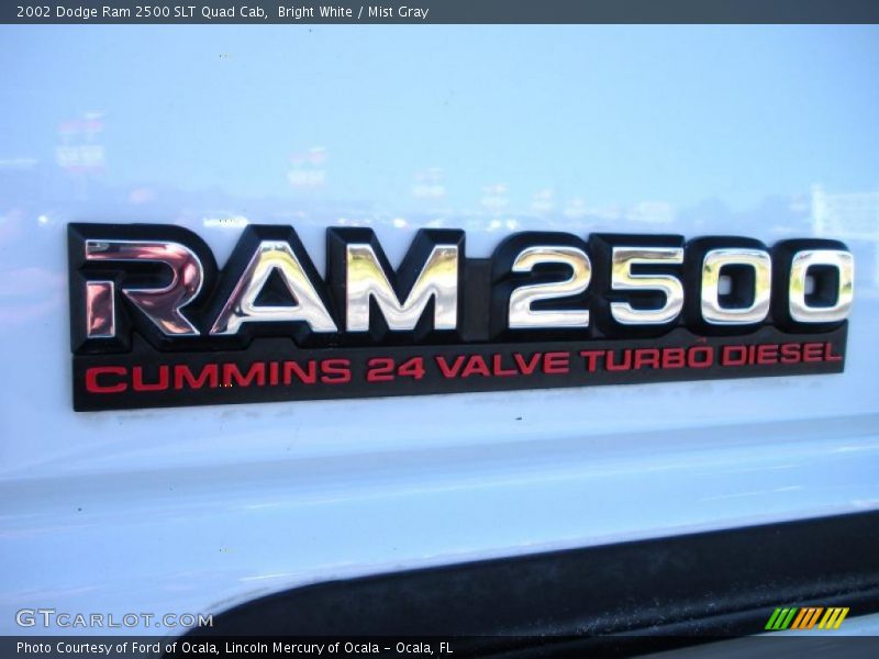 Bright White / Mist Gray 2002 Dodge Ram 2500 SLT Quad Cab