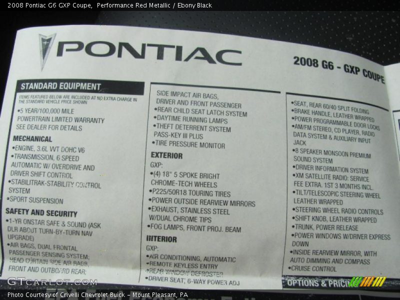 Performance Red Metallic / Ebony Black 2008 Pontiac G6 GXP Coupe