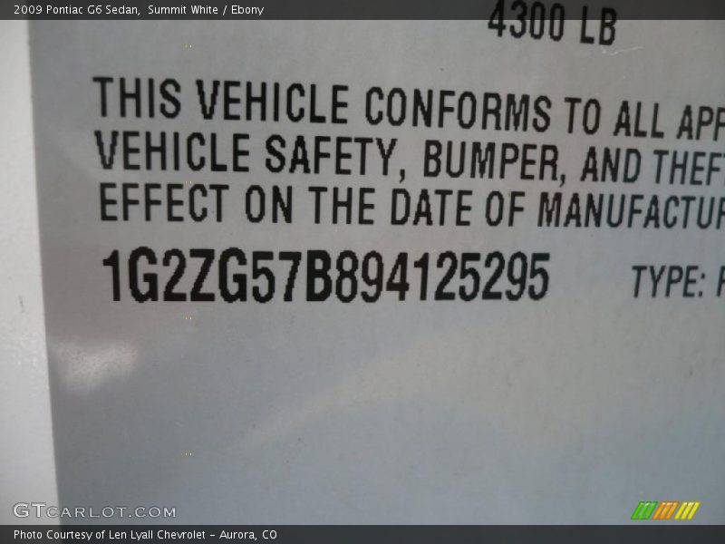 Summit White / Ebony 2009 Pontiac G6 Sedan