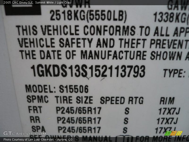 Summit White / Light Gray 2005 GMC Envoy SLE