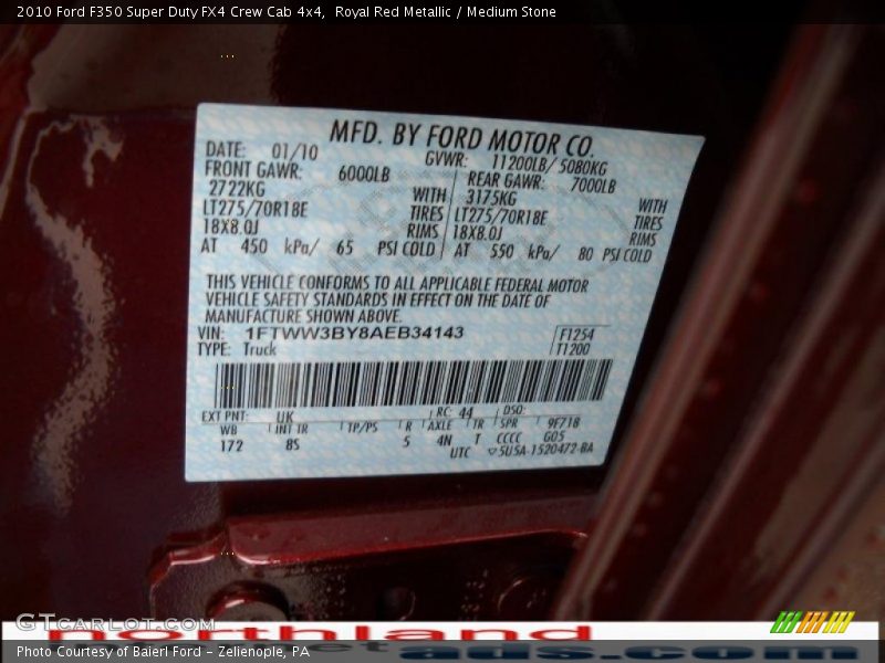 Royal Red Metallic / Medium Stone 2010 Ford F350 Super Duty FX4 Crew Cab 4x4