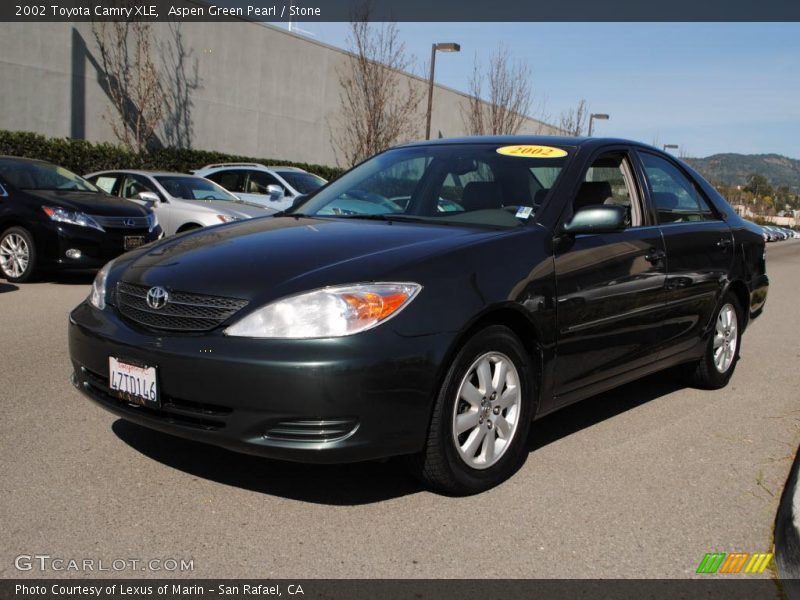Aspen Green Pearl / Stone 2002 Toyota Camry XLE