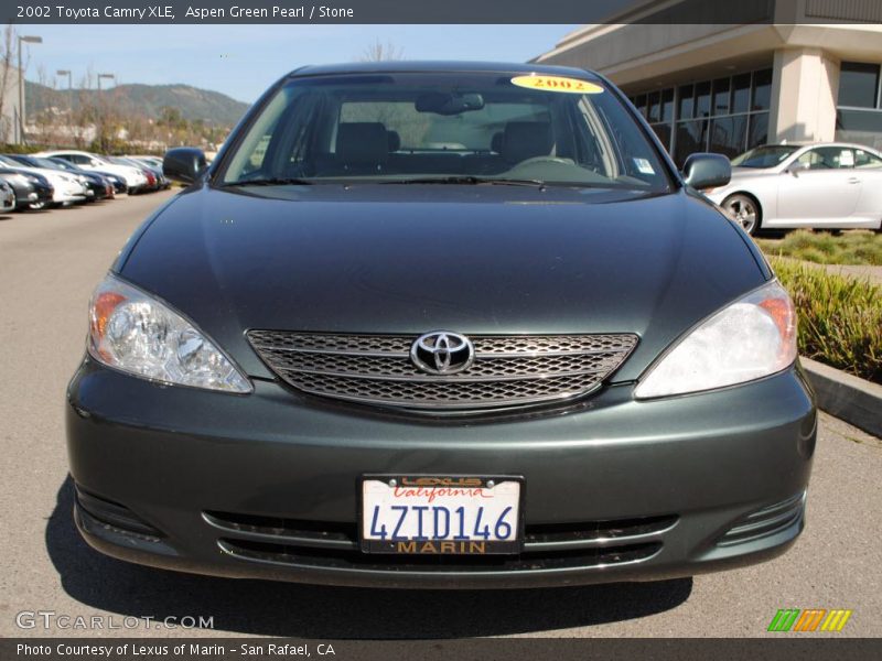 Aspen Green Pearl / Stone 2002 Toyota Camry XLE