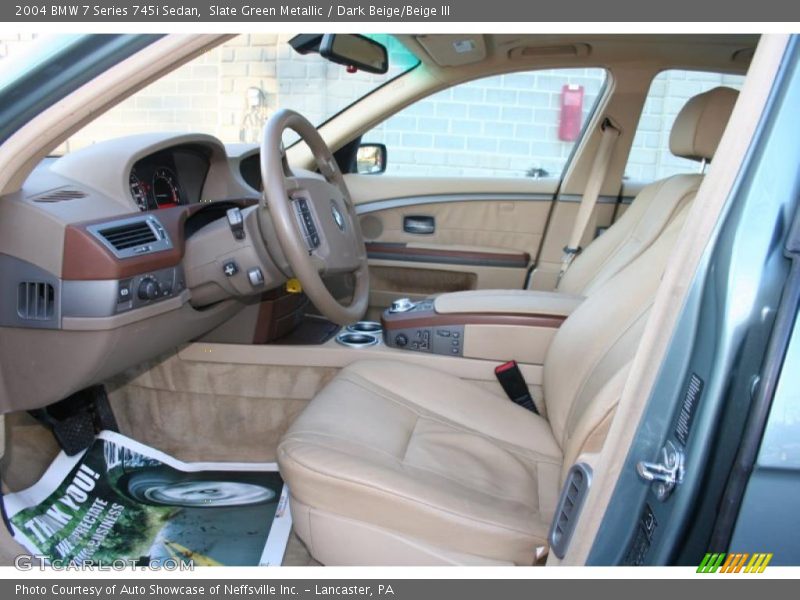 Slate Green Metallic / Dark Beige/Beige III 2004 BMW 7 Series 745i Sedan