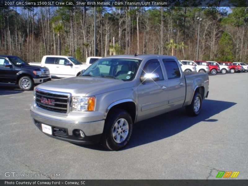 Silver Birch Metallic / Dark Titanium/Light Titanium 2007 GMC Sierra 1500 SLT Crew Cab