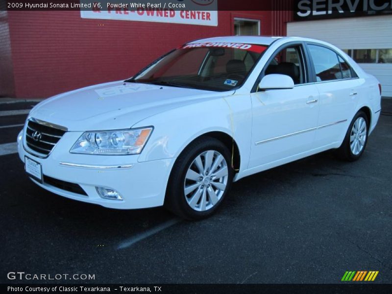 Powder White Pearl / Cocoa 2009 Hyundai Sonata Limited V6