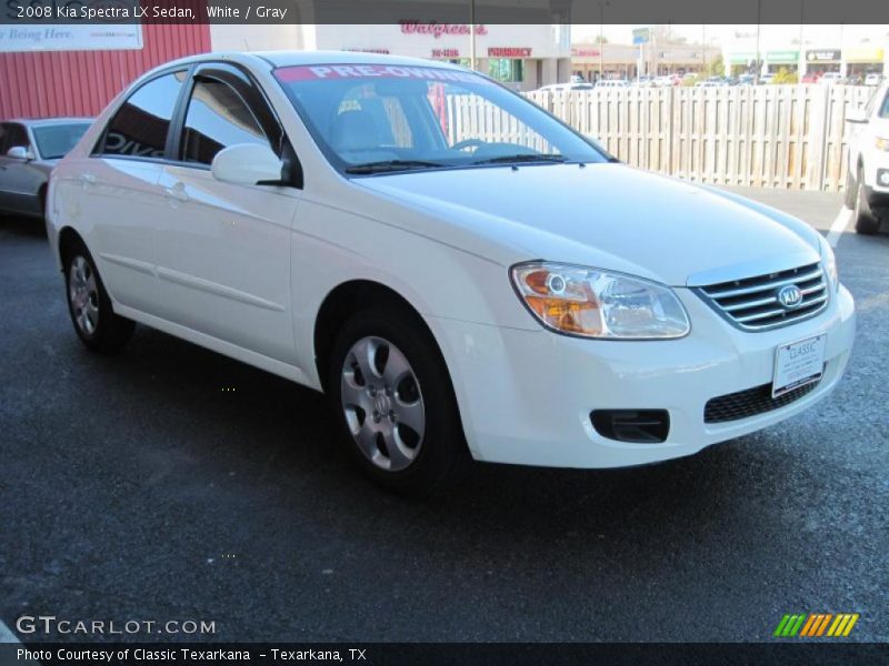 White / Gray 2008 Kia Spectra LX Sedan