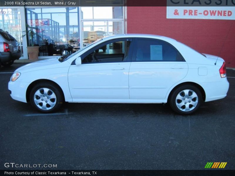 White / Gray 2008 Kia Spectra LX Sedan