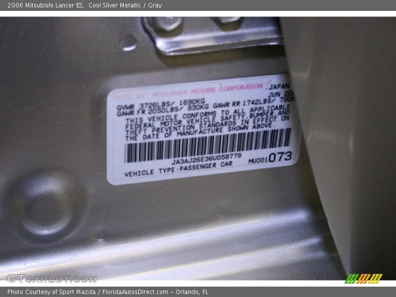Cool Silver Metallic / Gray 2006 Mitsubishi Lancer ES