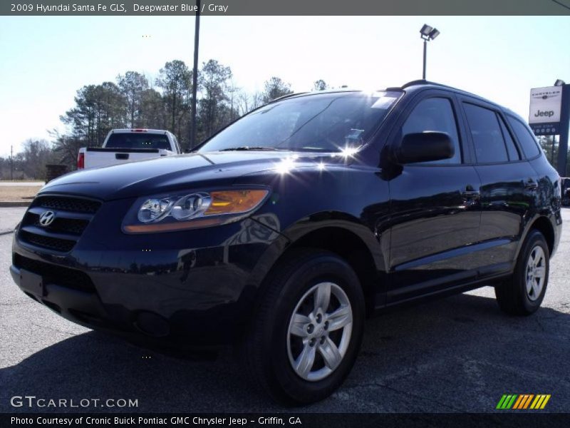 Deepwater Blue / Gray 2009 Hyundai Santa Fe GLS