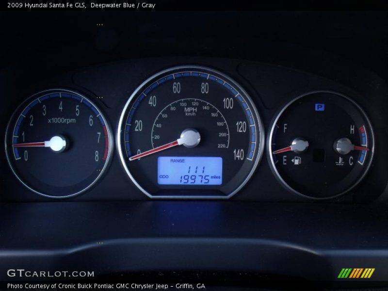 Deepwater Blue / Gray 2009 Hyundai Santa Fe GLS