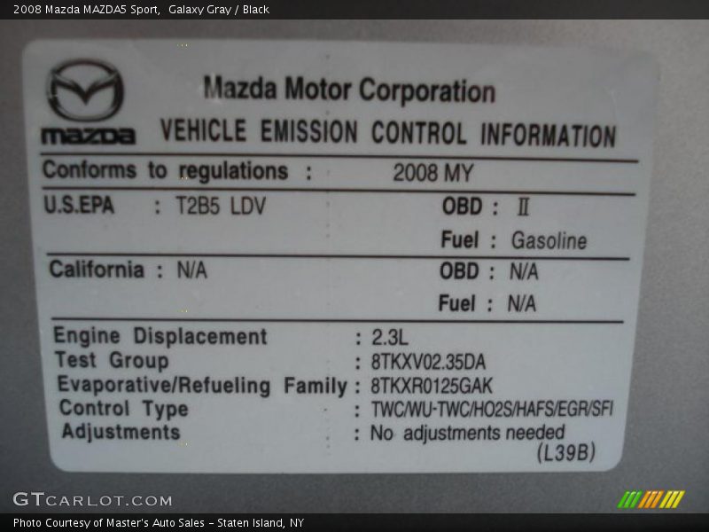 Galaxy Gray / Black 2008 Mazda MAZDA5 Sport