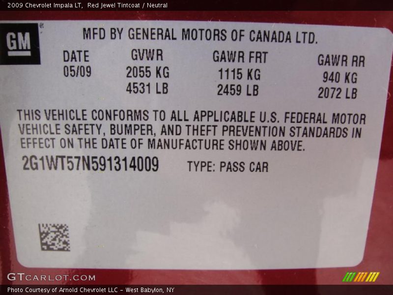 Red Jewel Tintcoat / Neutral 2009 Chevrolet Impala LT