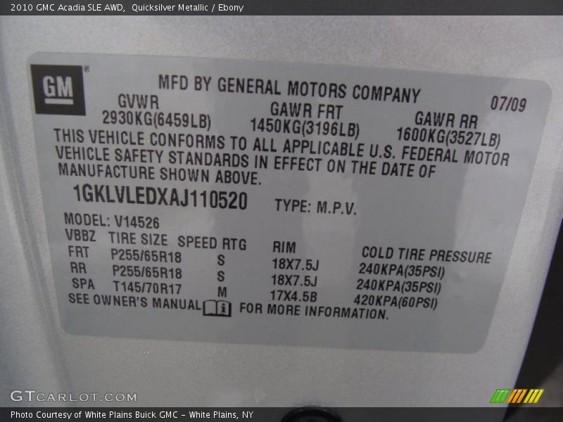 Quicksilver Metallic / Ebony 2010 GMC Acadia SLE AWD