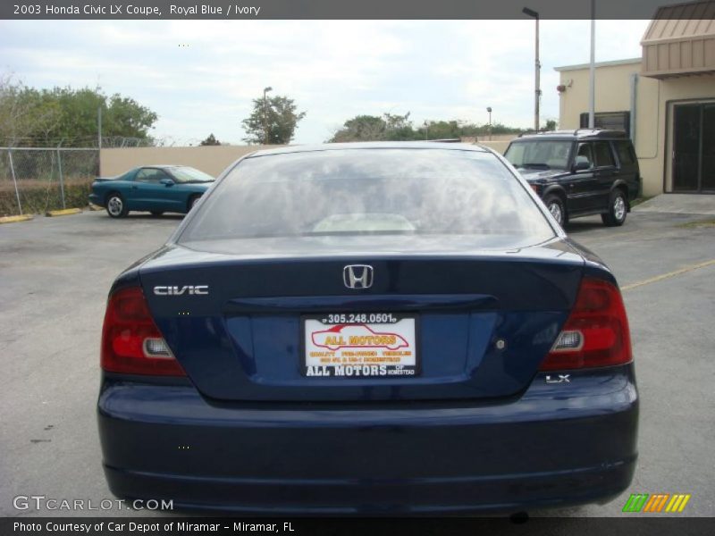 Royal Blue / Ivory 2003 Honda Civic LX Coupe