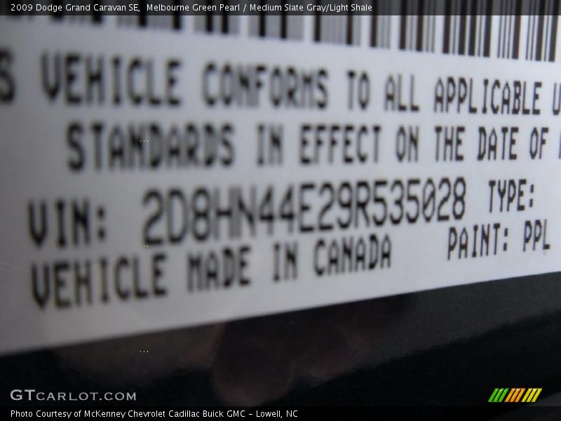 Melbourne Green Pearl / Medium Slate Gray/Light Shale 2009 Dodge Grand Caravan SE