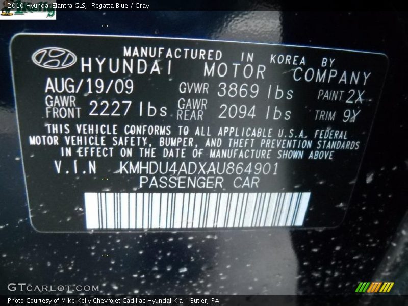 Regatta Blue / Gray 2010 Hyundai Elantra GLS