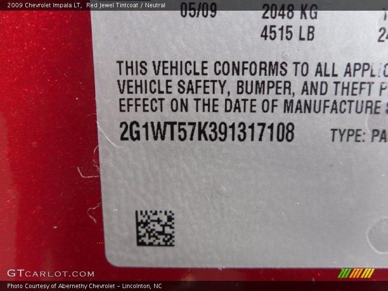 Red Jewel Tintcoat / Neutral 2009 Chevrolet Impala LT
