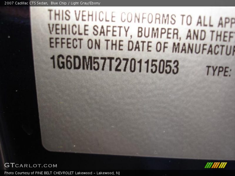 Blue Chip / Light Gray/Ebony 2007 Cadillac CTS Sedan