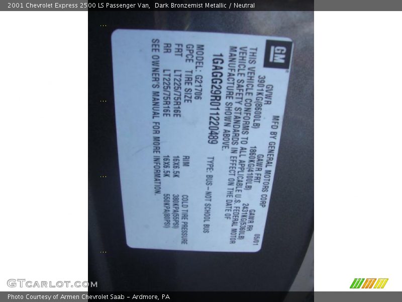 Dark Bronzemist Metallic / Neutral 2001 Chevrolet Express 2500 LS Passenger Van