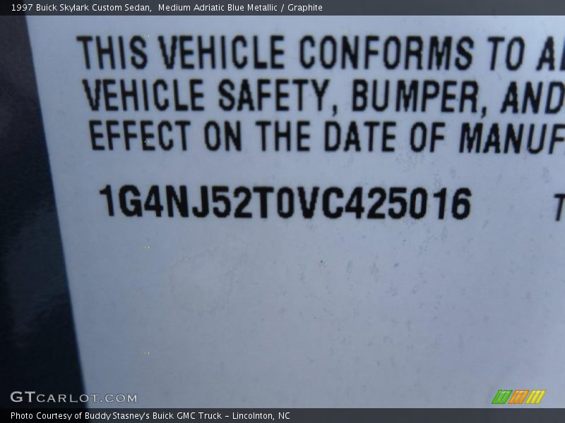 Medium Adriatic Blue Metallic / Graphite 1997 Buick Skylark Custom Sedan