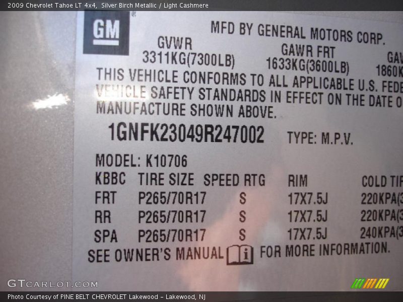 Silver Birch Metallic / Light Cashmere 2009 Chevrolet Tahoe LT 4x4