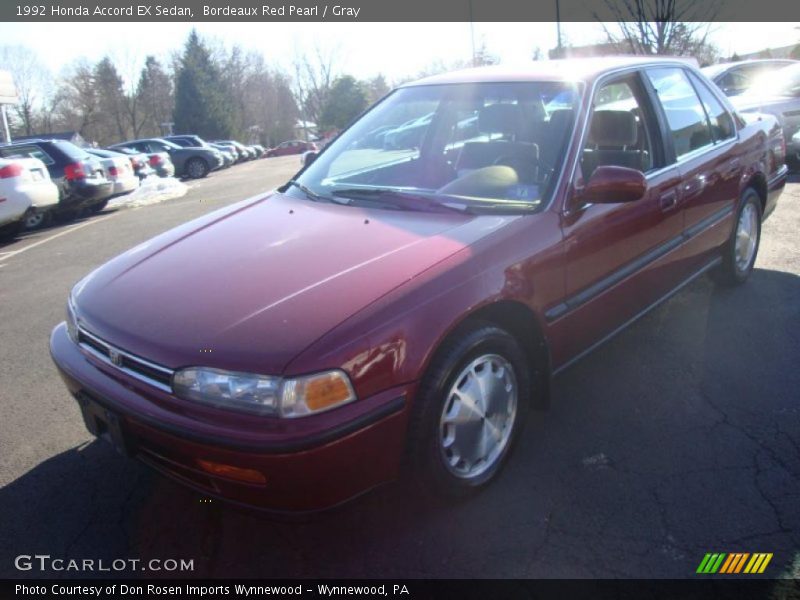 Bordeaux Red Pearl / Gray 1992 Honda Accord EX Sedan