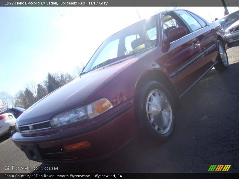 Bordeaux Red Pearl / Gray 1992 Honda Accord EX Sedan