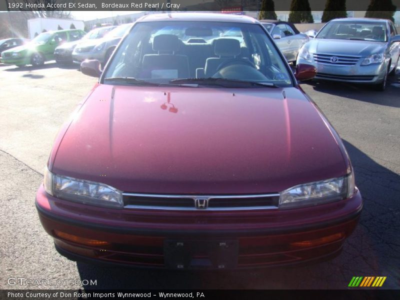 Bordeaux Red Pearl / Gray 1992 Honda Accord EX Sedan