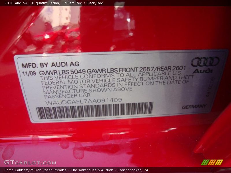 Brilliant Red / Black/Red 2010 Audi S4 3.0 quattro Sedan