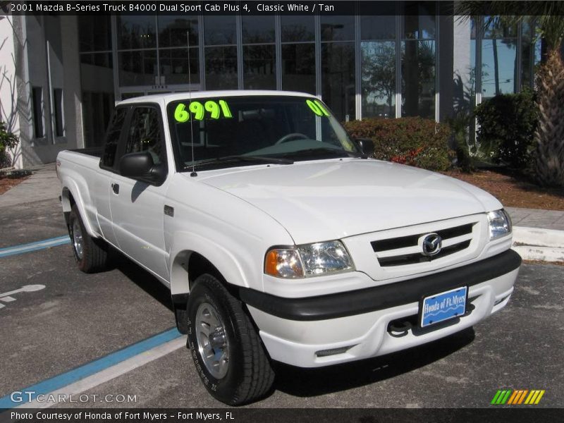 Classic White / Tan 2001 Mazda B-Series Truck B4000 Dual Sport Cab Plus 4