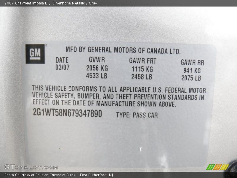 Silverstone Metallic / Gray 2007 Chevrolet Impala LT