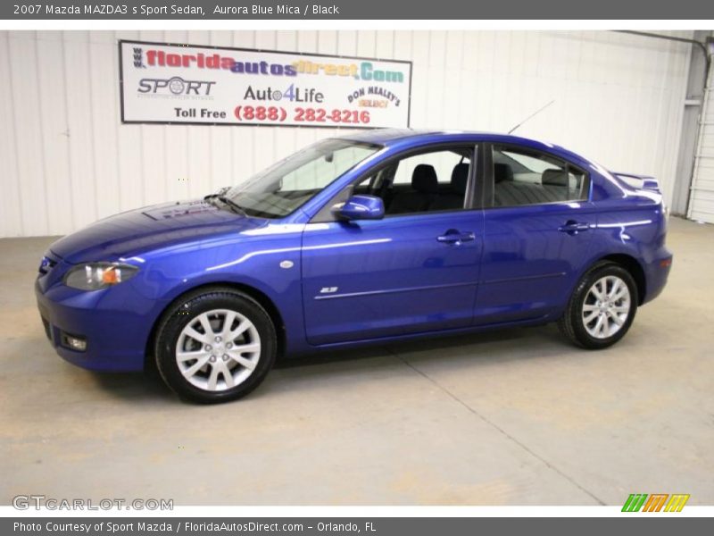 Aurora Blue Mica / Black 2007 Mazda MAZDA3 s Sport Sedan