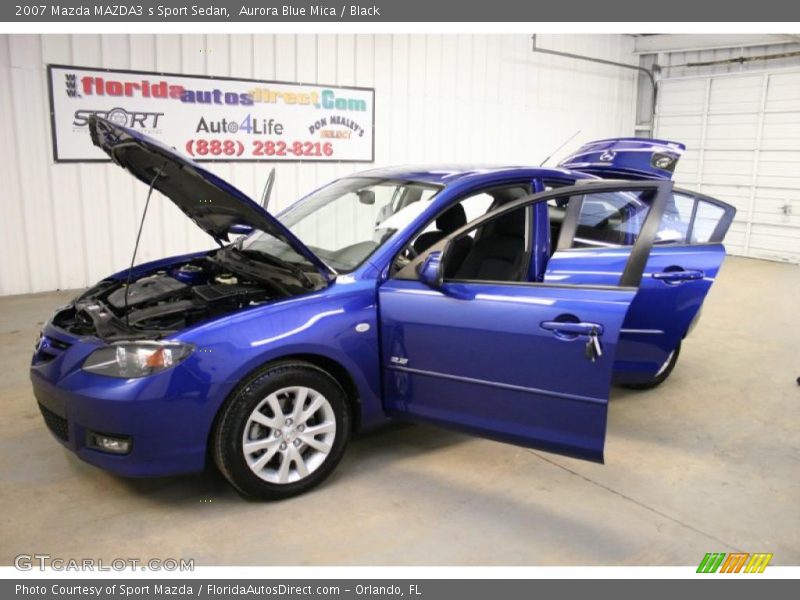 Aurora Blue Mica / Black 2007 Mazda MAZDA3 s Sport Sedan