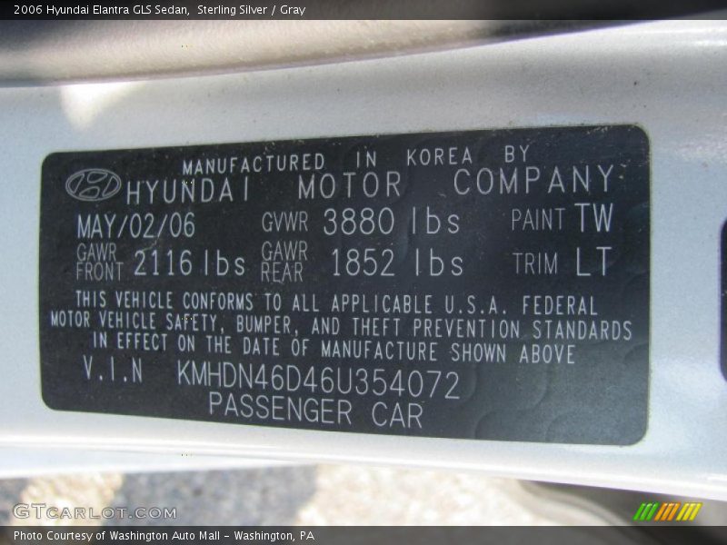 Sterling Silver / Gray 2006 Hyundai Elantra GLS Sedan
