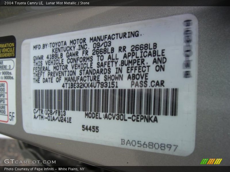 Lunar Mist Metallic / Stone 2004 Toyota Camry LE