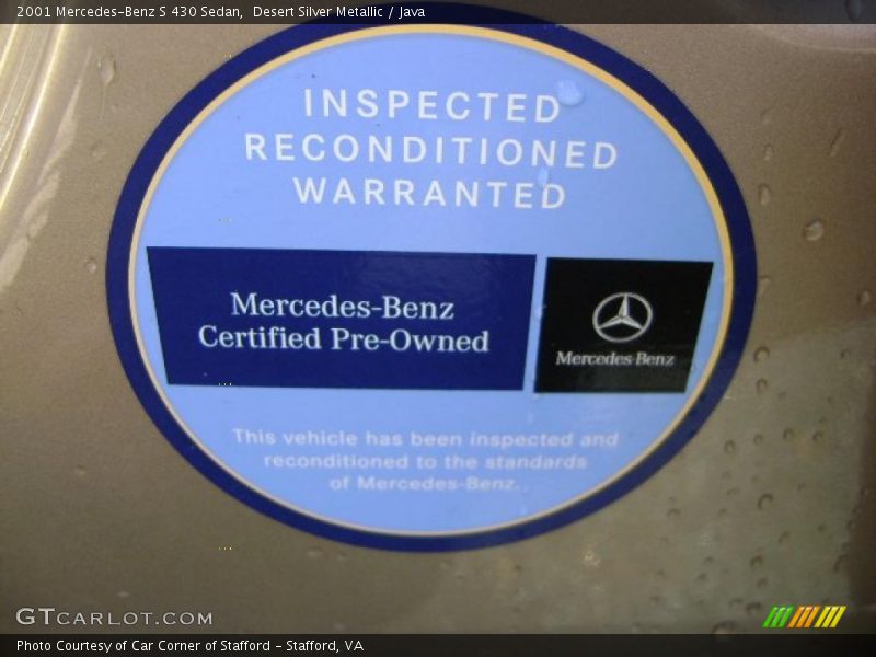 Desert Silver Metallic / Java 2001 Mercedes-Benz S 430 Sedan