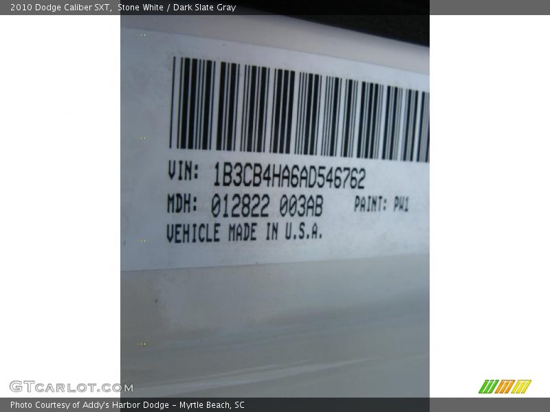 Stone White / Dark Slate Gray 2010 Dodge Caliber SXT