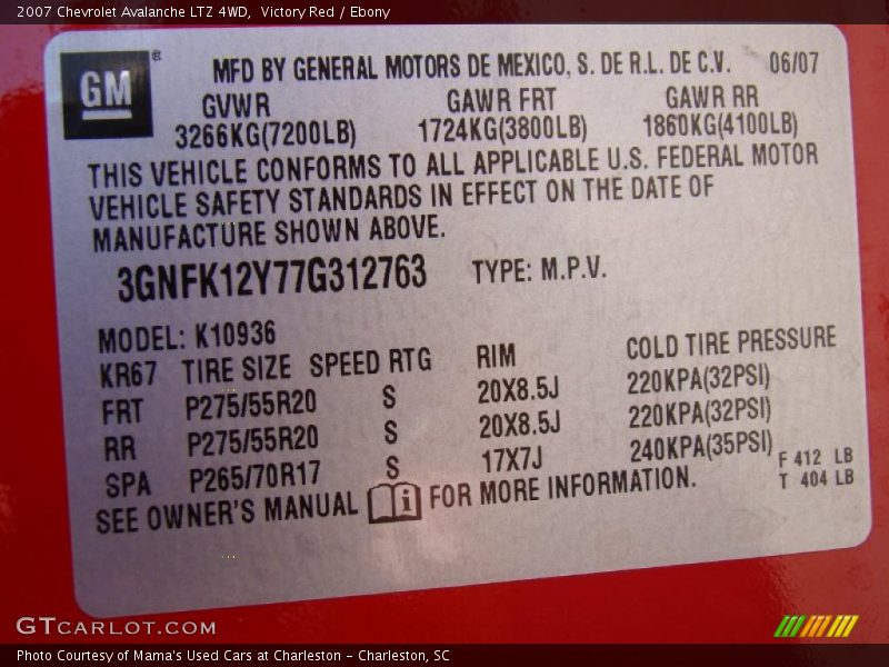 Victory Red / Ebony 2007 Chevrolet Avalanche LTZ 4WD