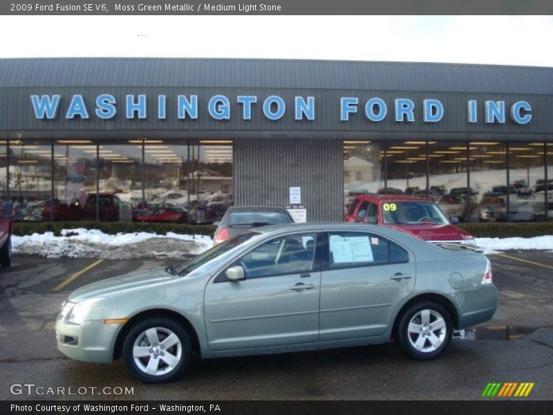 Moss Green Metallic / Medium Light Stone 2009 Ford Fusion SE V6