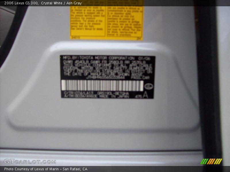 Crystal White / Ash Gray 2006 Lexus GS 300
