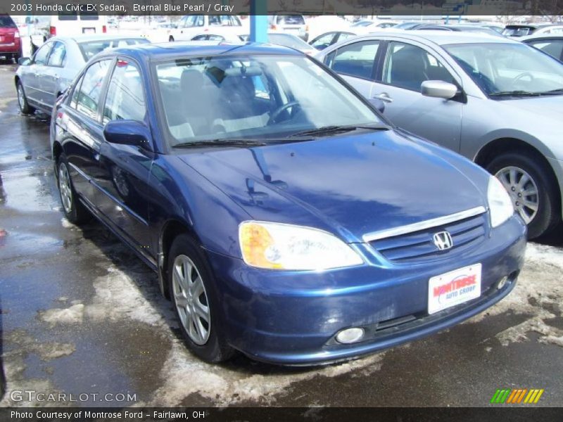 Eternal Blue Pearl / Gray 2003 Honda Civic EX Sedan