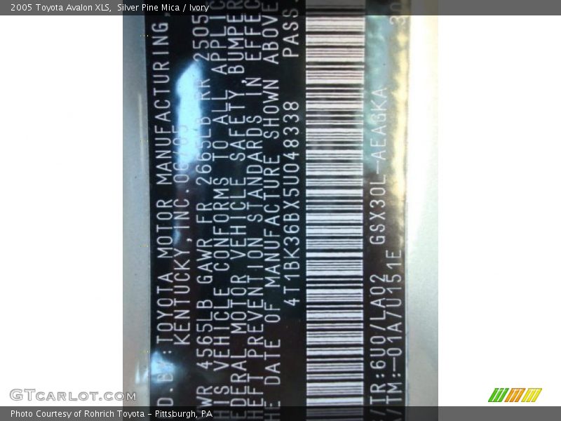 Silver Pine Mica / Ivory 2005 Toyota Avalon XLS