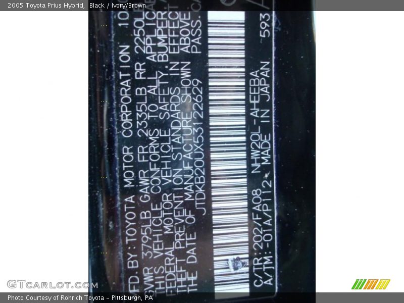 Black / Ivory/Brown 2005 Toyota Prius Hybrid