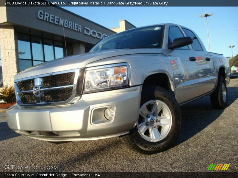 Bright Silver Metallic / Dark Slate Gray/Medium Slate Gray 2008 Dodge Dakota SLT Crew Cab