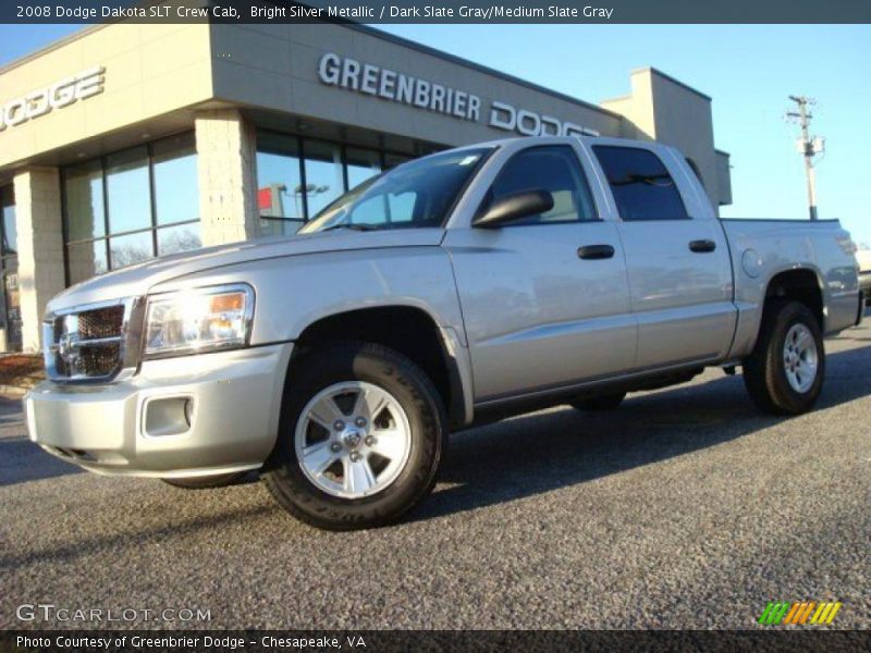 Bright Silver Metallic / Dark Slate Gray/Medium Slate Gray 2008 Dodge Dakota SLT Crew Cab