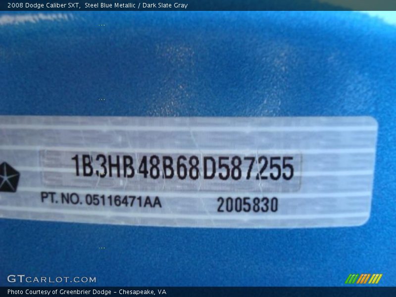 Steel Blue Metallic / Dark Slate Gray 2008 Dodge Caliber SXT